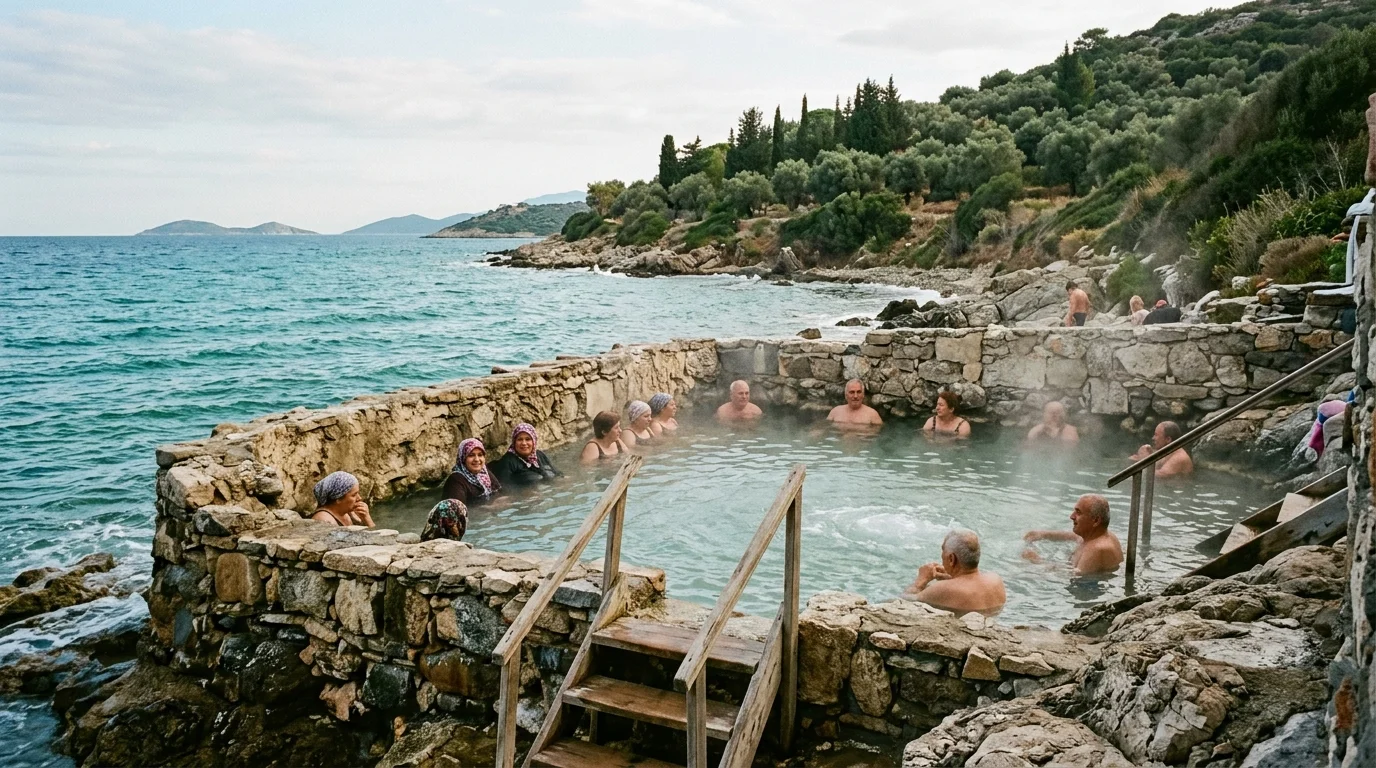 Historic Seaside Thermal Spring Pool in Bademli Dikili