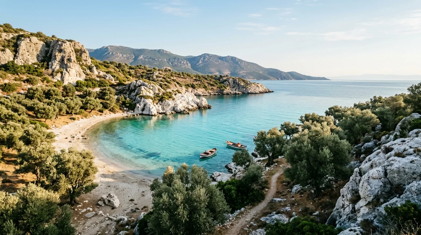 Killik Bay Natural Chalk Cliffs and Sandy Cove Bademli