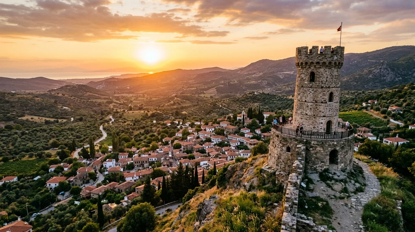 Hodri Meydan Lookout Tower and Sunset Panorama Over Sirince