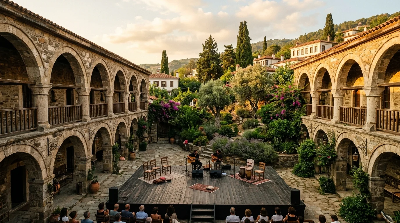 Sirince Theatre Madrasah Stone Arched Courtyard and Open Stage